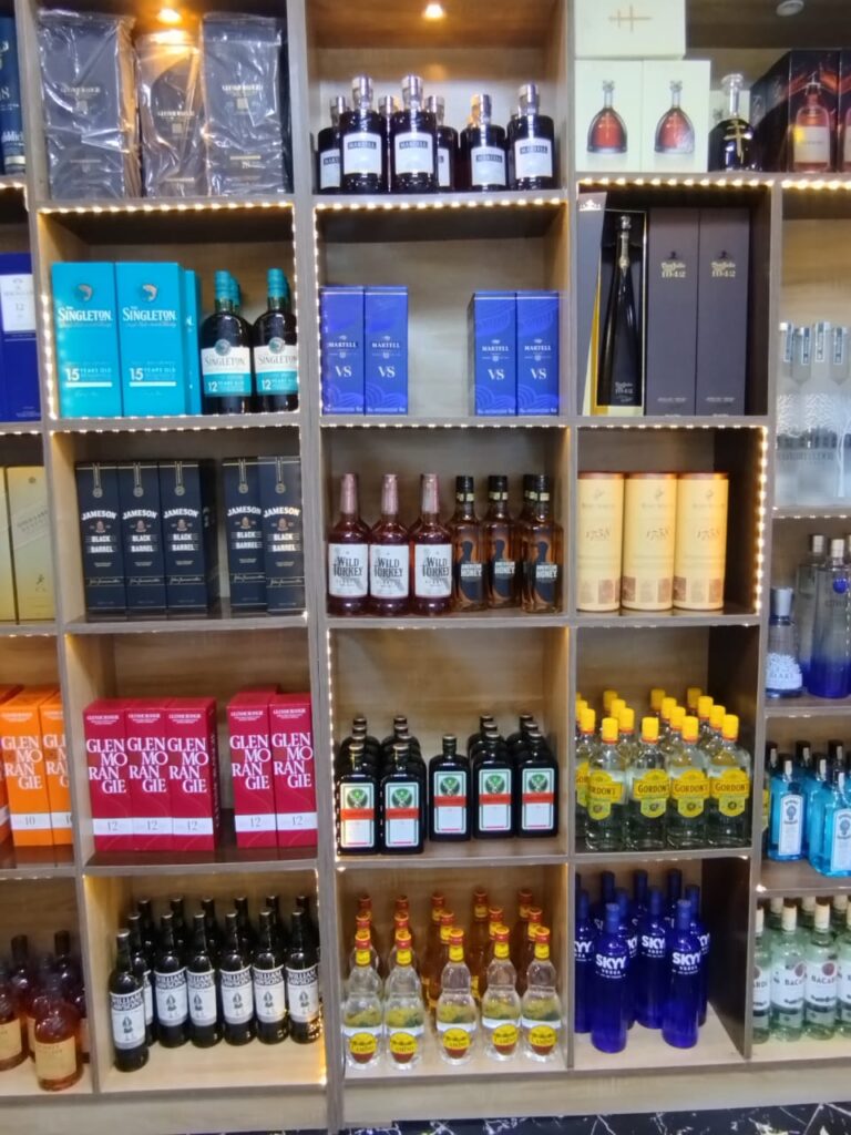 Variety of gin and spirits on display at Drinks Online Store